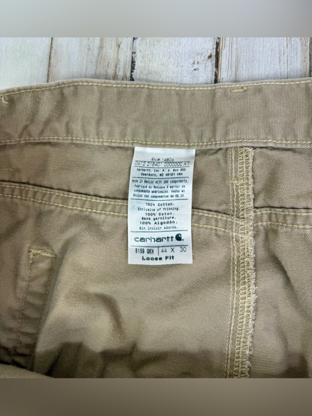 Carhartt Men's Tan Carpenter Cargo Tan Pants Size 44x31 Loose Fit - Picture 4 of 10